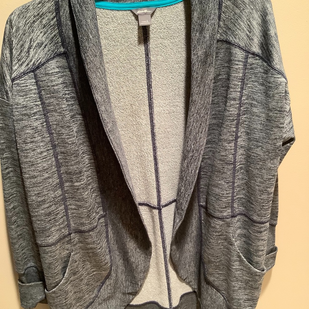 Ladies open front swing style cardigan.